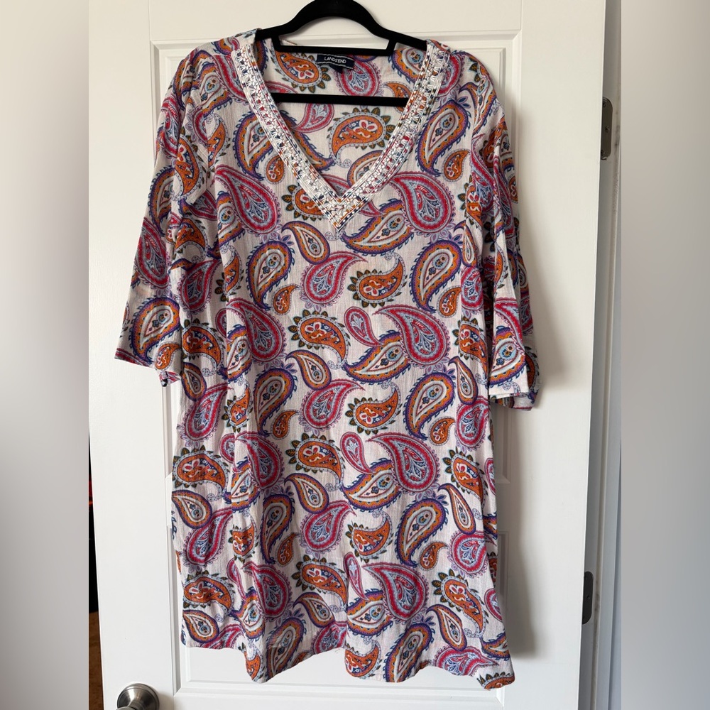 Lands' End Paisley V-Neck Cover up